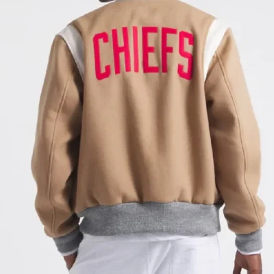 Oatmeal Cashmere Kansas City Chiefs Full-Snap Varsity Jacket