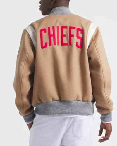 Oatmeal Cashmere Kansas City Chiefs Full-Snap Varsity Jacket