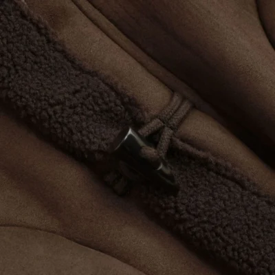 Oversized Faux Shearling Hooded Jacket with Toggle Buttons