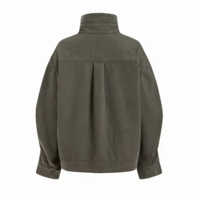 Pleated Two-Way Denim Oversized Jacket with Belt