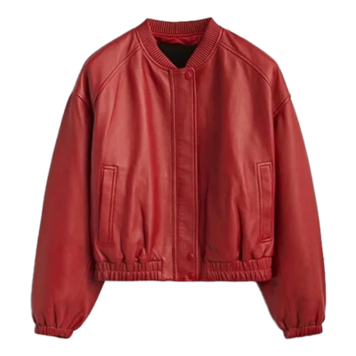 Red B3 Sheepskin Bomber Leather Jacket for Women