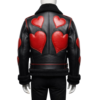 Red Heart Black Leather Shearling Jacket back