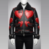 Red Heart Black Leather Shearling Jacket front