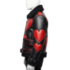 Red Heart Black Leather Shearling Jacket side