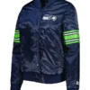 Seattle Seahawks College Navy Line Up Varsity Satin Jacket