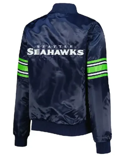 Seattle Seahawks College Navy Line Up Varsity Satin Jacket