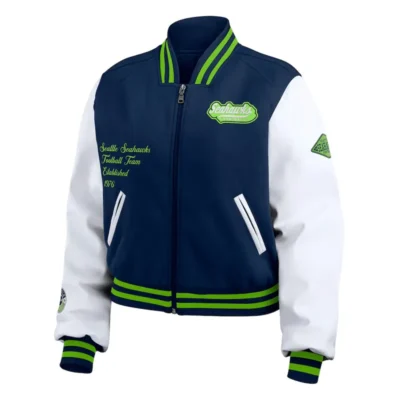 Seattle Seahawks Navy/White Varsity Full-Zip Jacket