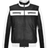 Sebastian Stan Mens Black & White Leather Jacket