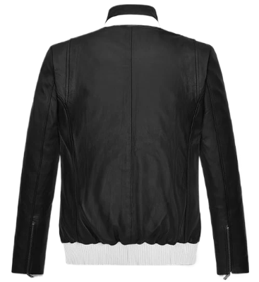 Sebastian Stan Mens Black & White Leather Jacket
