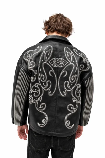 Silens Hand Stitch Black Leather Jacket