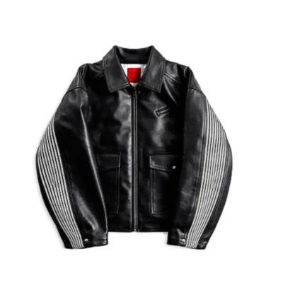 Silens Hand Stitch Black Leather Jacket front