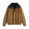 Suede Collar Two-Tone Oversized Zip Jacket