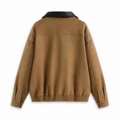 Suede Collar Two-Tone Oversized Zip Jacket