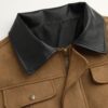 Suede Collar Two-Tone Oversized Zip Jacket