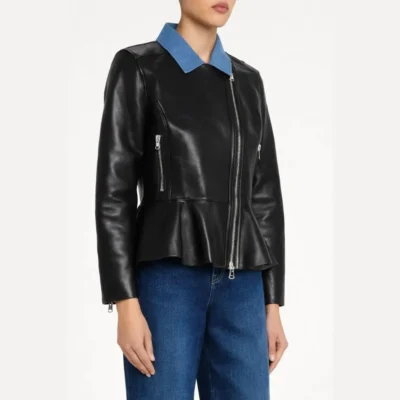 The View 2026 Ana Navarro Black Peplum Leather Jacket