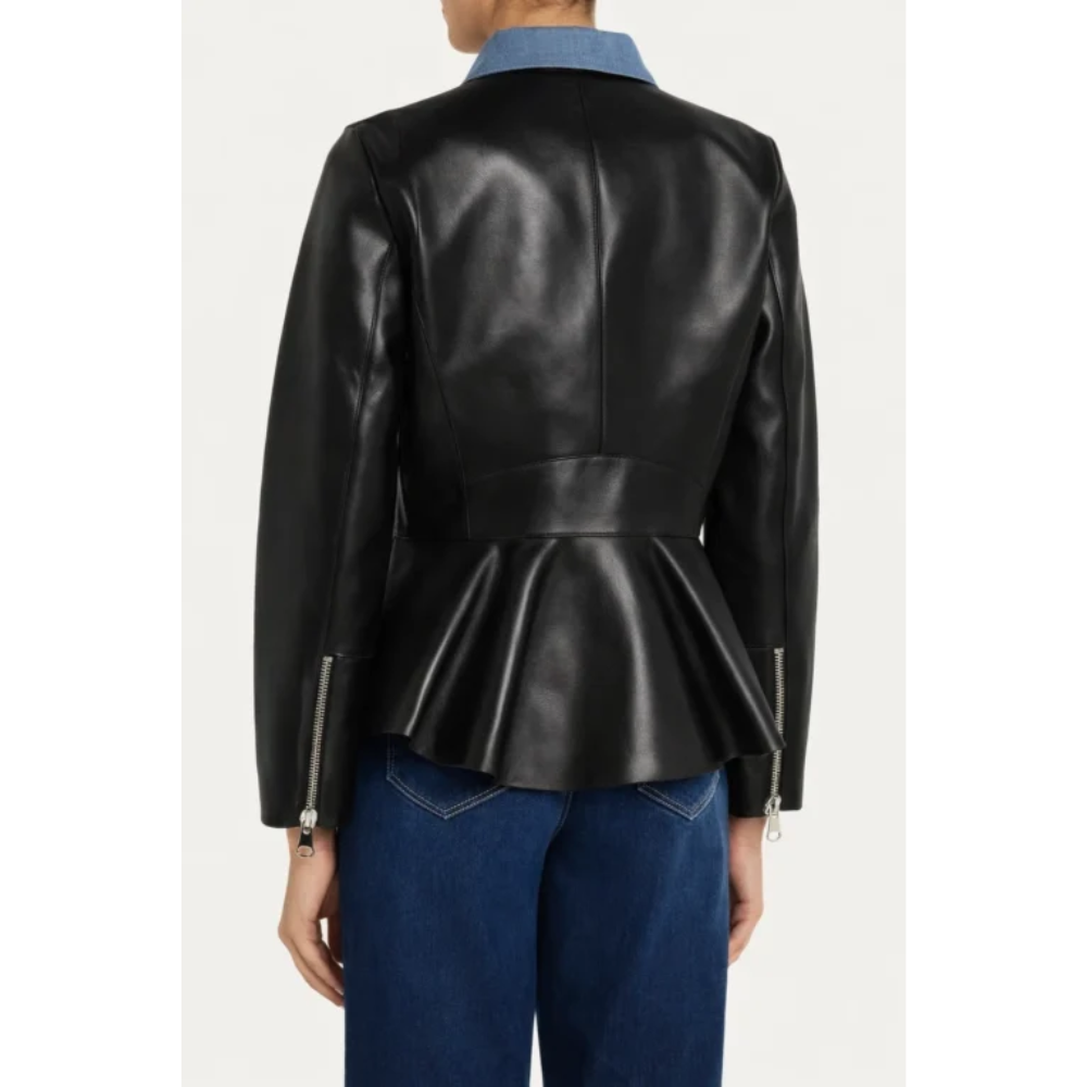 The View 2026 Ana Navarro Black Peplum Leather back