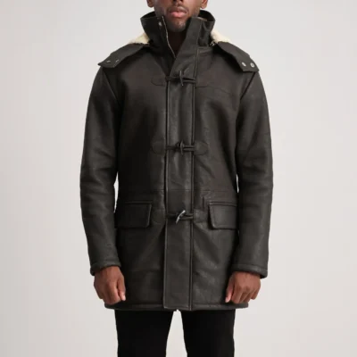 Tumbled Brown Leather Nolan Duffle Coat