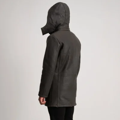 Tumbled Brown Leather Nolan Duffle Coat