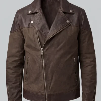 Two Tone Waxed Biker Mens Leather Jacket