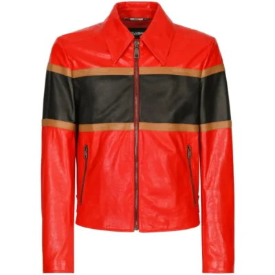 Urbanis Striped Shirt Leather Jacket