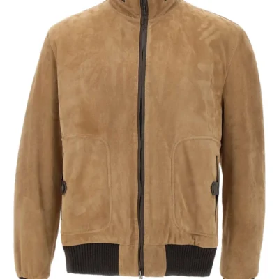 VOLFAGLI Zip-Fastening Suede Jacket