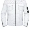 White Padded Motorcycle Mens Leather Jacket