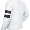 White Padded Motorcycle Mens Leather Jacket