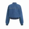 Women’s Denim Mandarin Collar Elastic Waist Jacket