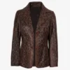 Women’s Kathryn Brown Snake Print Leather Blazer
