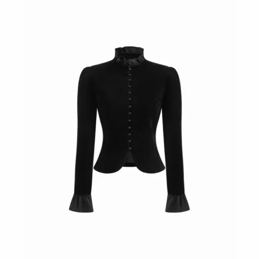 Buy Women’s Velvet Bell Sleeve Jacket with Stand Collar - Nova Jacket