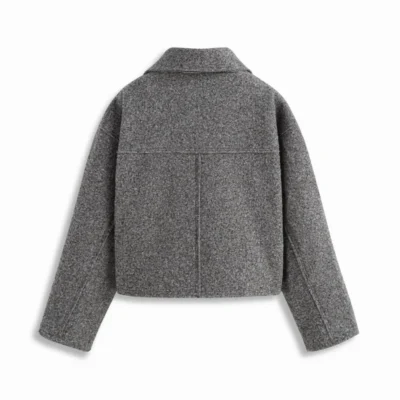 Wool-Style Collar Oversized Full Zip Jacket