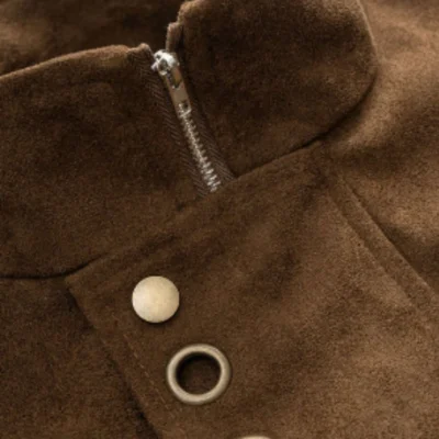 Zipper Jacket in Suede with Eyelet Detail