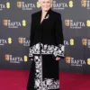 BAFTA 2026 Glenn Close Black Floral Long Coat