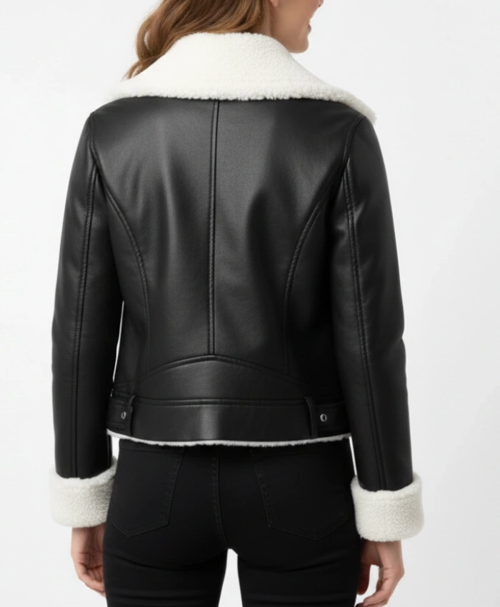 Black Shearling Leather Jacket Women