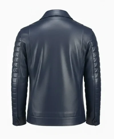 Blue Leather Jacket for Men