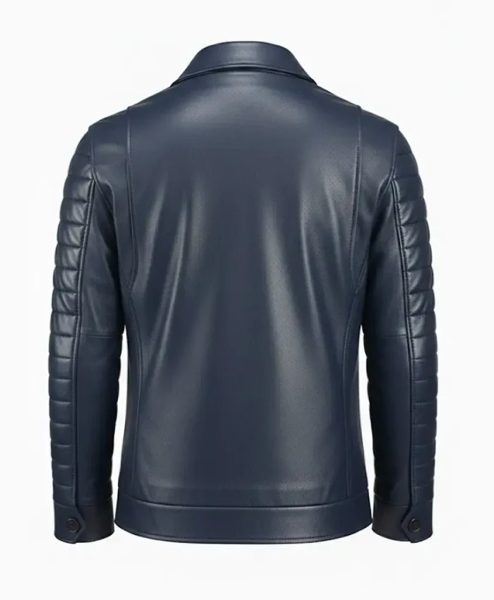 Blue Leather Jacket for Men