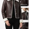 Brown Shearling Aviator Jacket Women