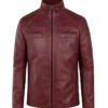 Burgundy Motorcycle Leather Jacket