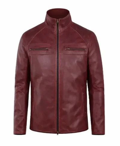 Burgundy Motorcycle Leather Jacket
