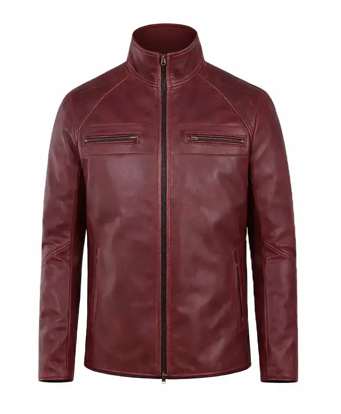 Burgundy Motorcycle Leather Jacket