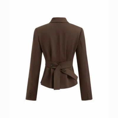 Buttoned Wrap Blazer with Tie Back