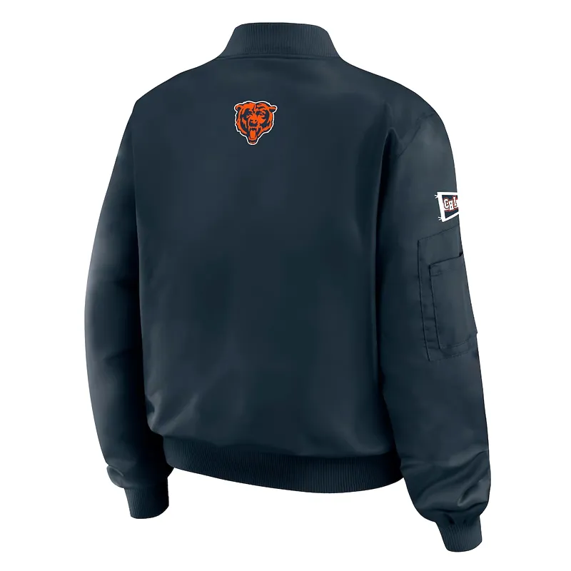Chicago Bears Navy Patch Bomber Full-Zip Jacket