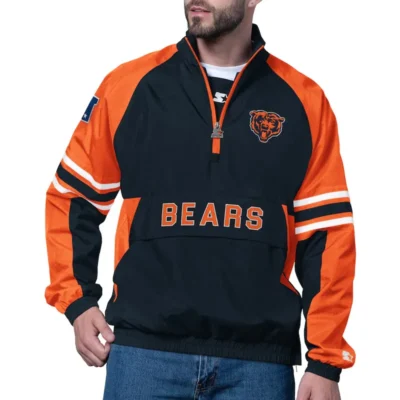 Chicago Bears Navy Pullover Jacket Half-Zip