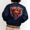 Chicago Bears Navy Satin Varsity Bomber