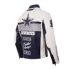 Dallas Cowboys Moto Collection Navy White Leather Jacket