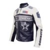 Dallas Cowboys Moto Collection Navy White Leather Jacket