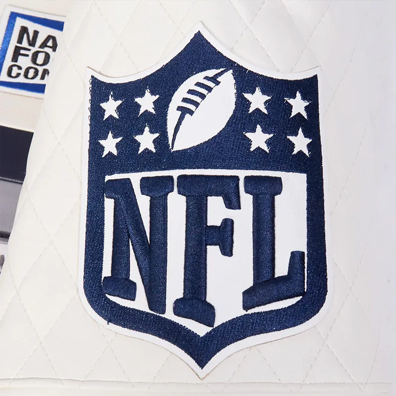 Dallas Cowboys Moto Collection Navy White Leather Jacket