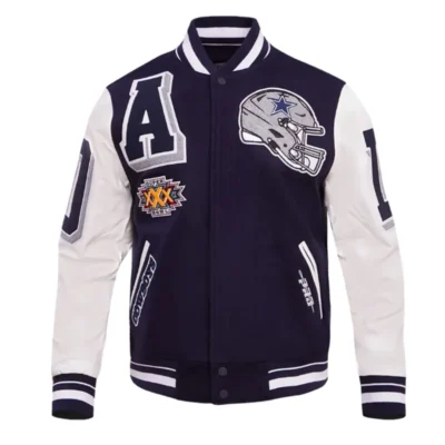 Dallas Cowboys Ribbed Varsity Wool & Leather Jacket