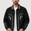 Embroidered Black Cropped Western Bolero Jacket