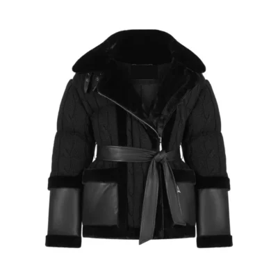 Lennox Knit & Plush Puffer Biker Jacket